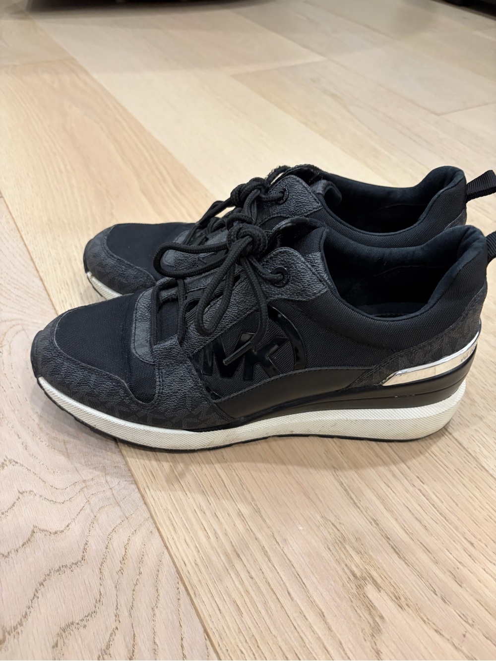 Michael Kors Black and White Platform Lace-Up Sneakers